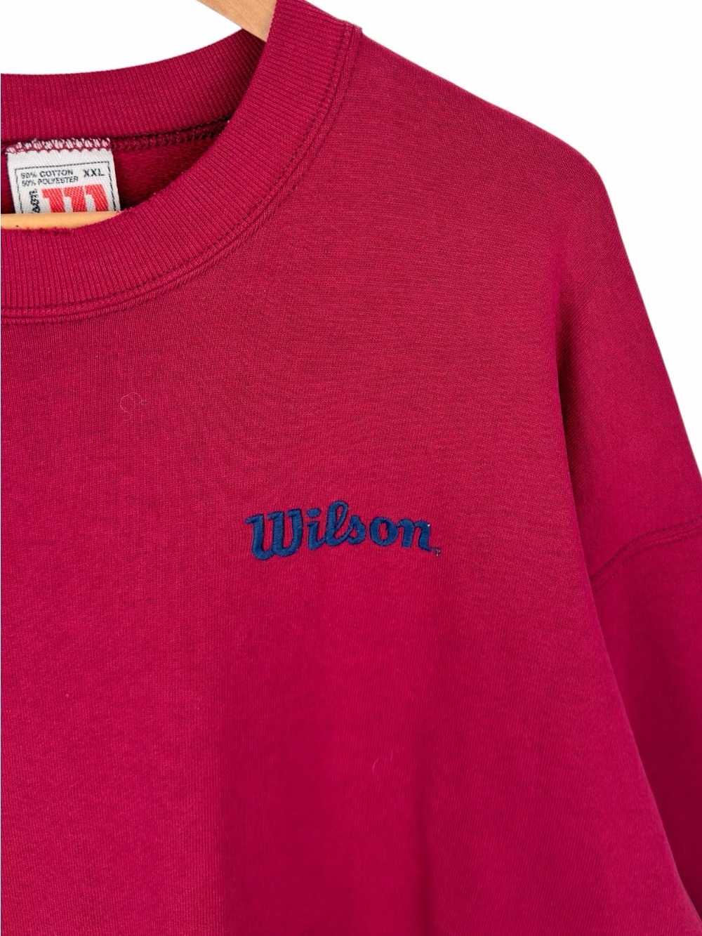Vintage Wilson Men’s XXL Crewneck Sweatshirt Maroon Embroidered Logo USA Made - Picture 3 of 8